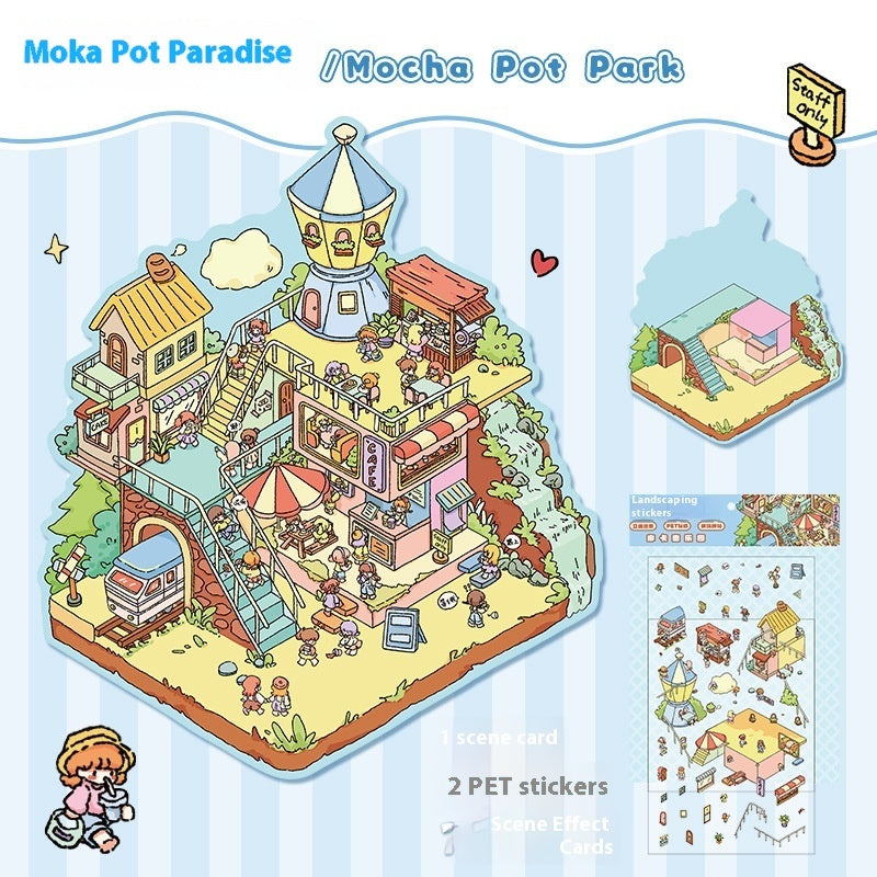 Cartoon Landscape Miniature Scene Stickers