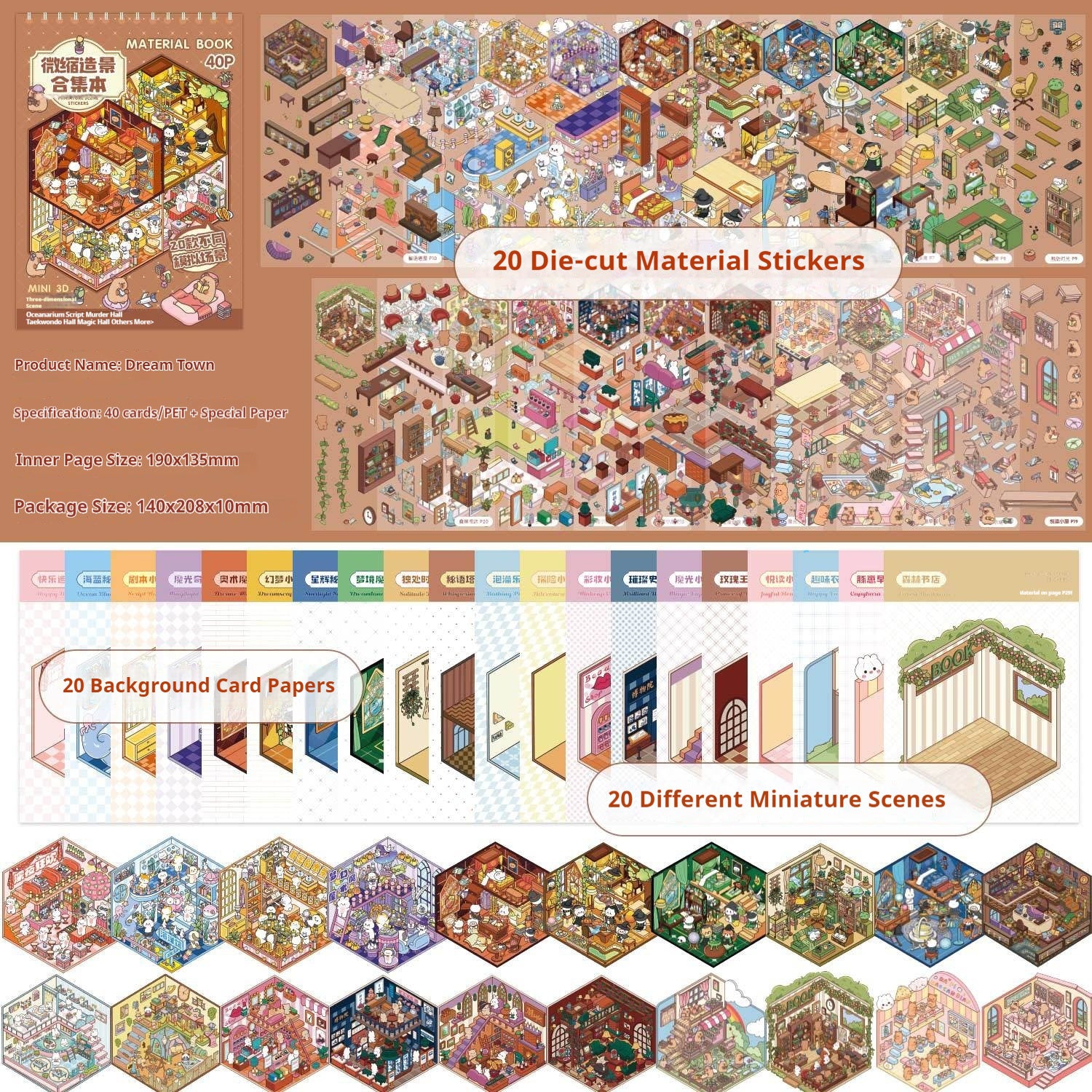 3D Miniature Cottage Diorama Stickers Book for Creative Play