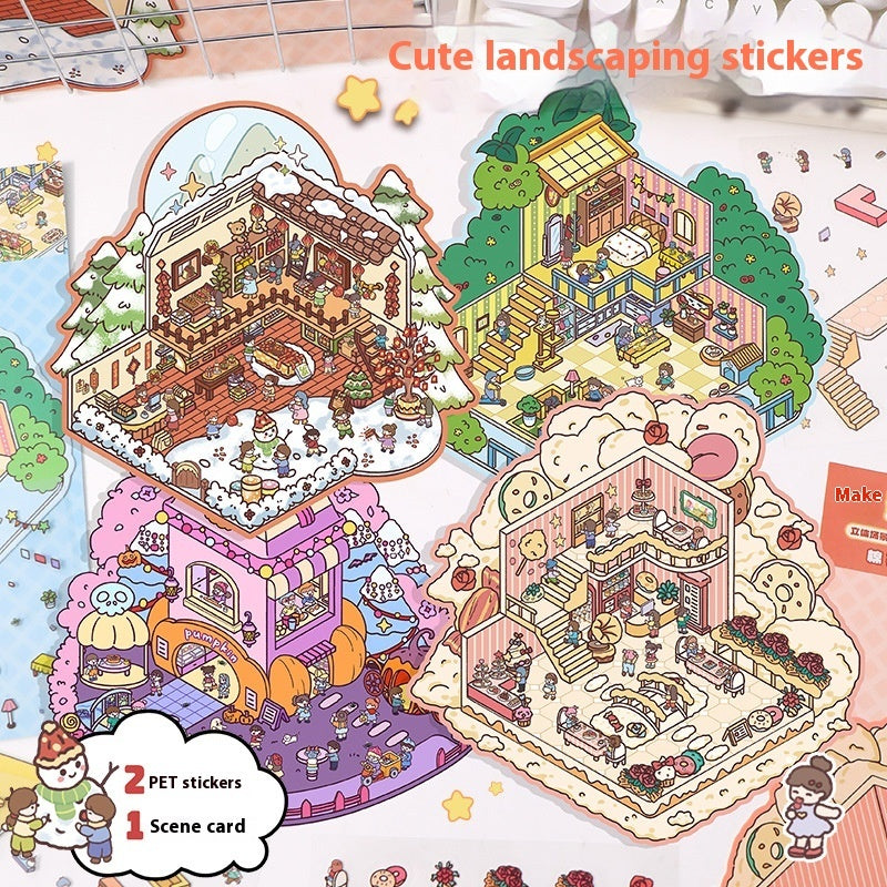 Cartoon Landscape Miniature Scene Stickers