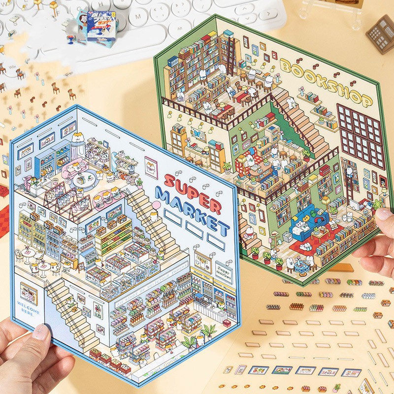 Cute Pet Landscape Puzzle Stickers for Children