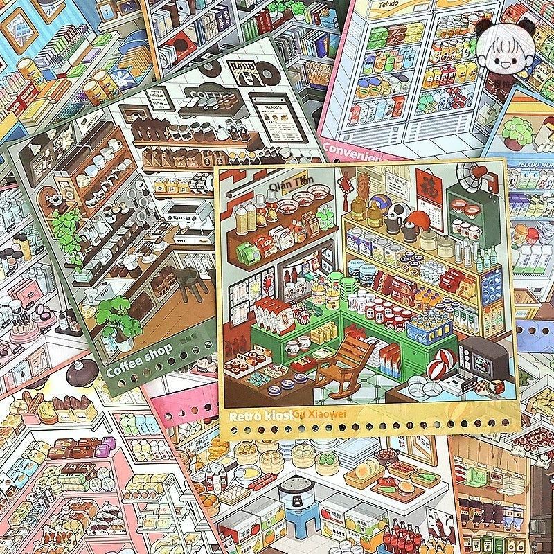 Mini Supermarket Snack & Drink 3D Miniature Scene Sticker Book 8.0