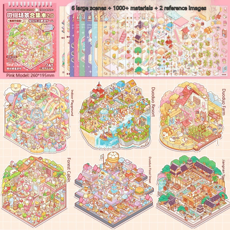 DIY 3D Tiny House Diorama Sticker Set Book – Miniature Scene Planner Decor