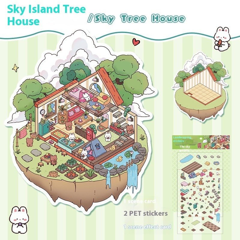 Cartoon Landscape Miniature Scene Stickers