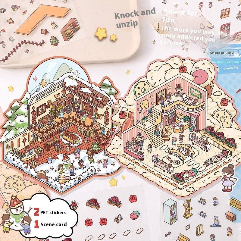 Cartoon Landscape Miniature Scene Stickers