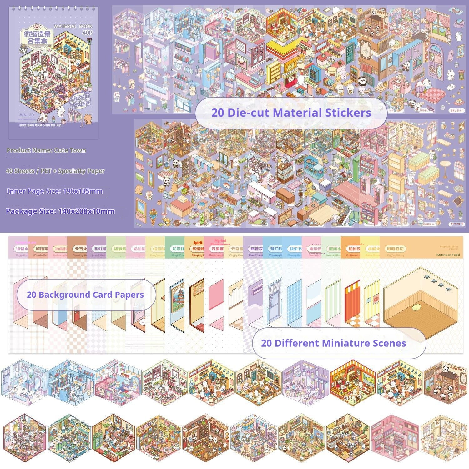 3D Miniature Cottage Diorama Stickers Book for Creative Play