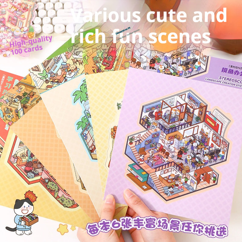 Educational Miniature Scene Sticker Book for Kids