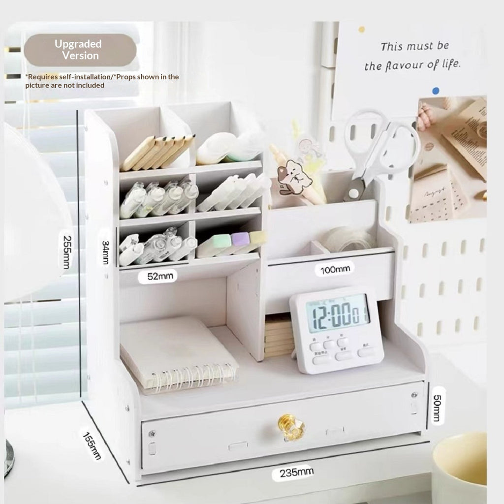 Multi-Functional High-Capacity Desk Storage Box with Slanted Pen Holder