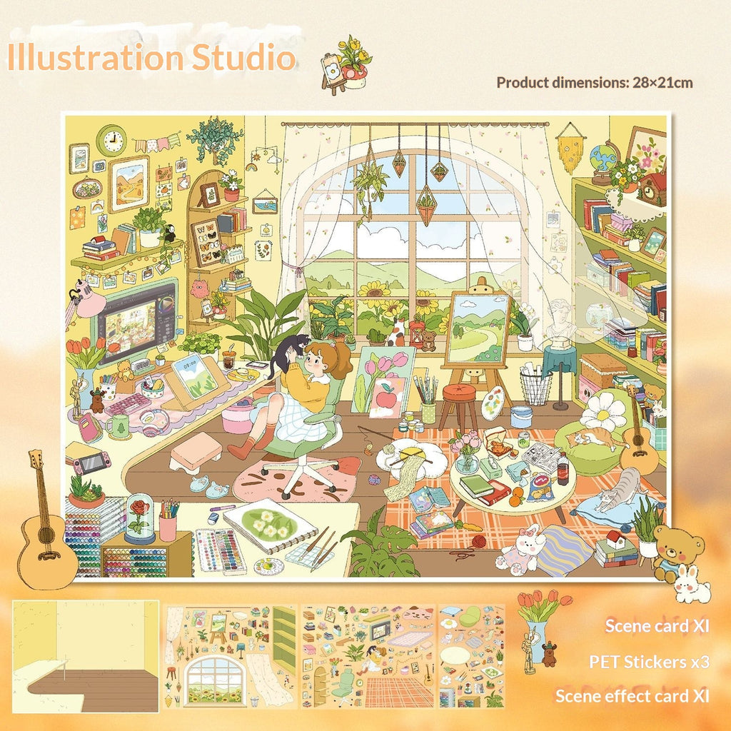 Relaxing Healing Series Miniature Scene Stickers – 3D Decor