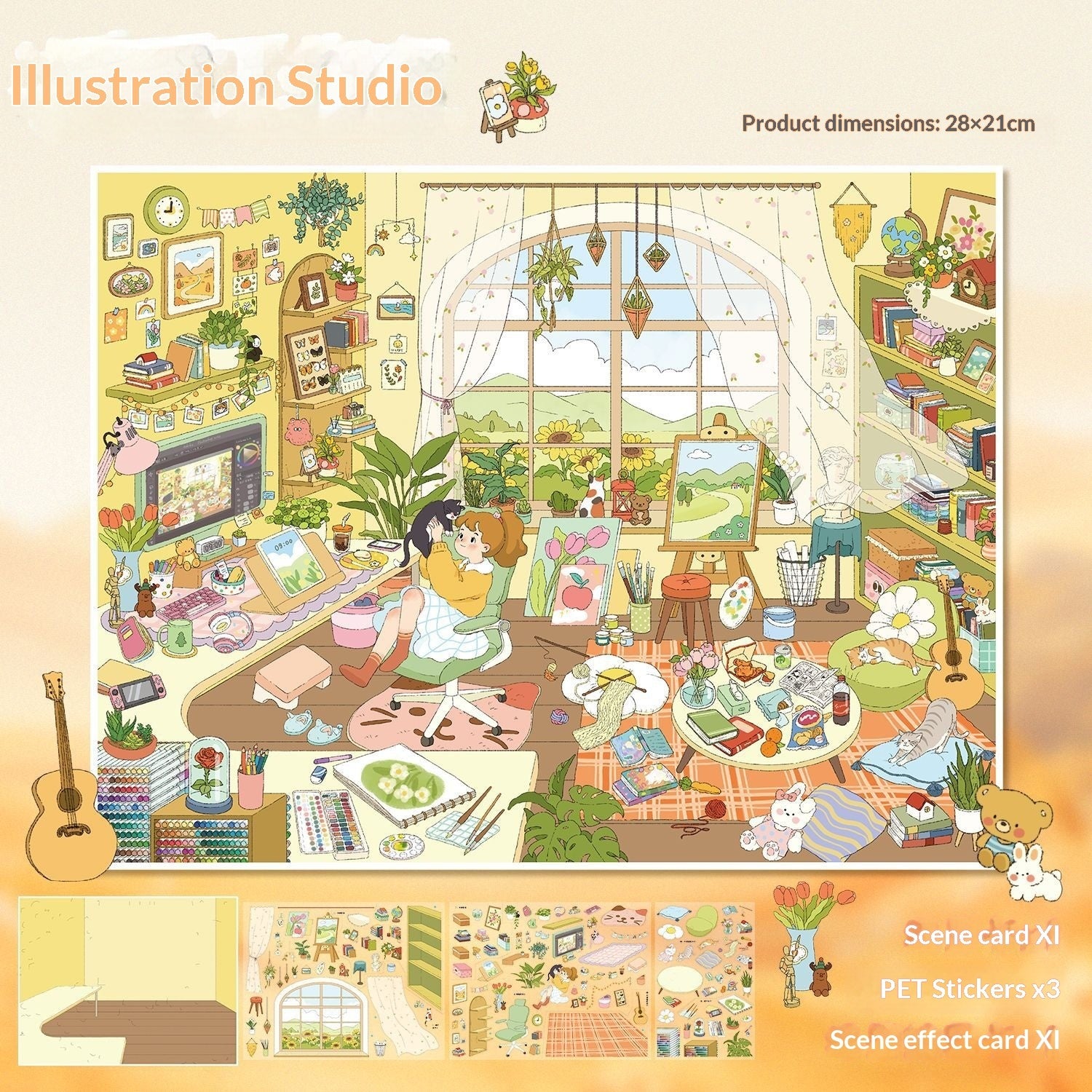 Relaxing Healing Series Miniature Scene Stickers – 3D Decor