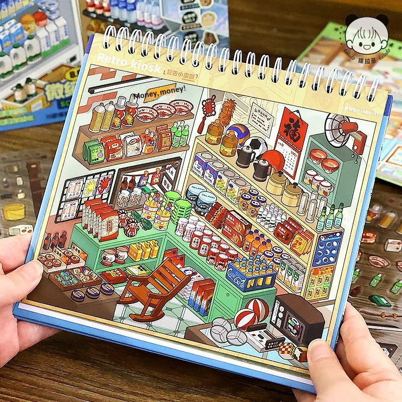 Mini Supermarket Snack & Drink 3D Miniature Scene Sticker Book 8.0